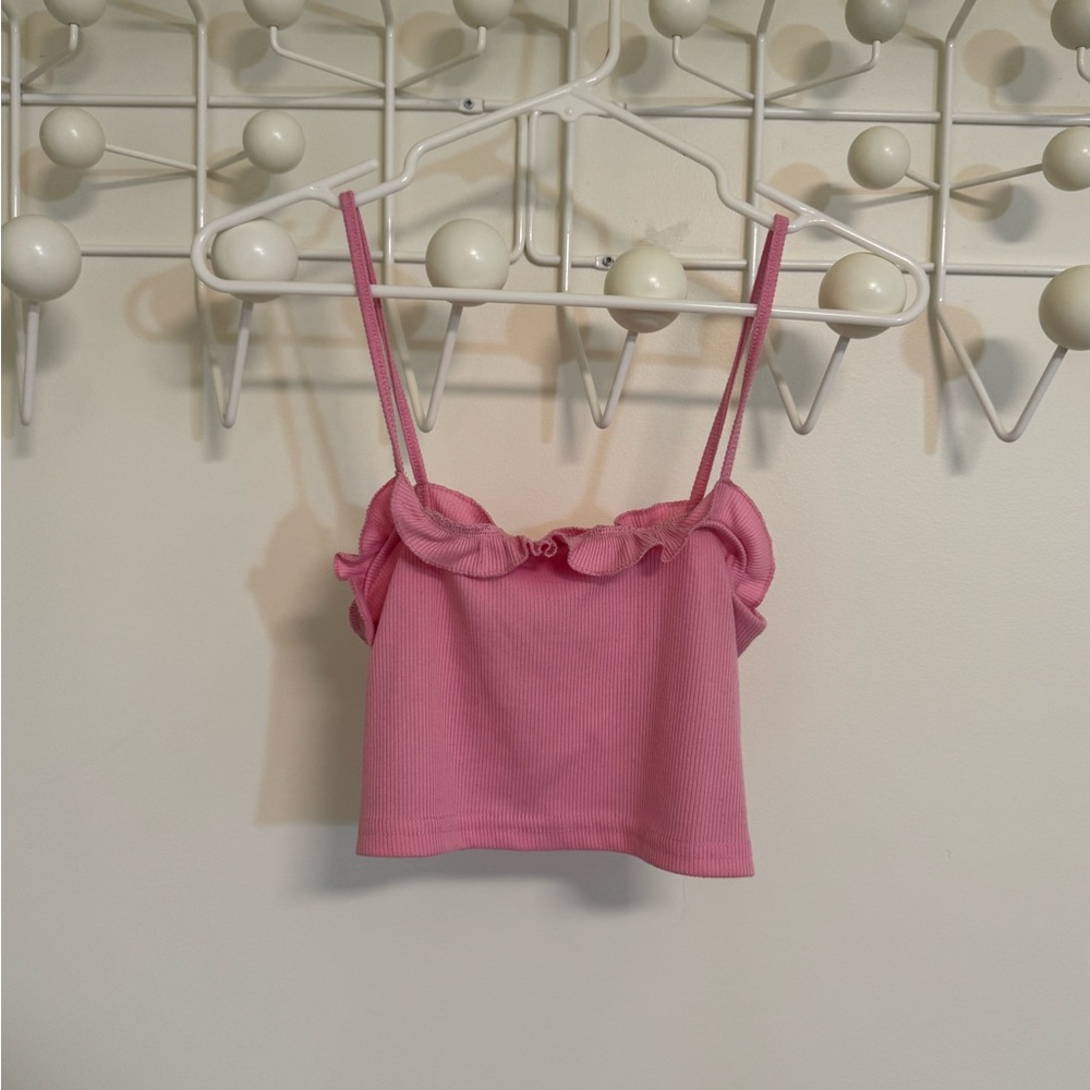 SHEIN Pink Ruffled Camisole Top